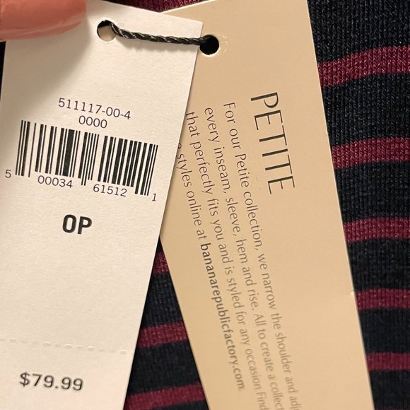 BANANA REPUBLIC • BNWT • Striped Navy/Red Dress S0P - Picture 4 of 4